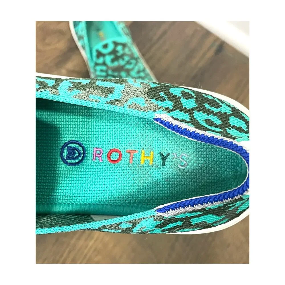 Rothy's The Kids Sneaker Teal Camo Recycled Slip On US Kids Size 4